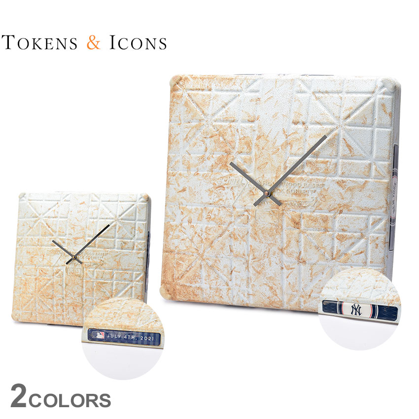 トークン＆アイコン USED BASEBALL CLOCK 時計 ベージュ Tokens＆Icons BCY BCAN 野球 ベースボール MLB 野球チーム ベースボール 壁掛け 掛け時計 ウォールクロック 雑貨 おしゃれ シンプル インテリア ギフト ライトブルー|slz|