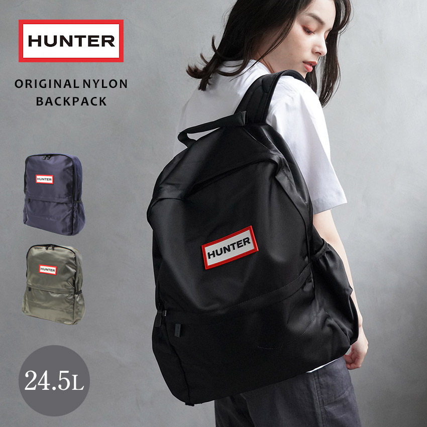 ハンター オリジナル ナイロン バックパック バックパック メンズ レディース ブラック 黒 カーキグリーン HUNTER UBB6028KBM 鞄 かばん バッグ リュックサック リュック 24.5リットル ブランド ロゴ カジュアル シンプル 通勤 おしゃれ