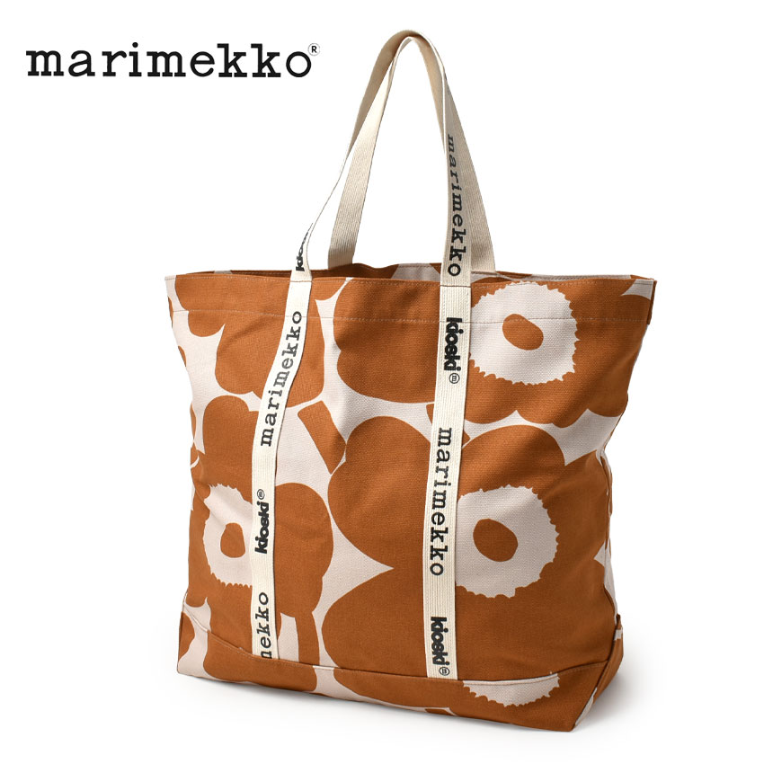 マリメッコ CARRIER BIG UNIKKO トートバッグ トートバッグ ブラウン 茶 ベージュ MARIMEKKO 92457 鞄 カバン ブランド 北欧 かわいい 可愛い おしゃれ ウニッコ 花柄 総柄 ロゴ 大容量 通勤 通学 買い物 ショッピング ギフト プレゼント