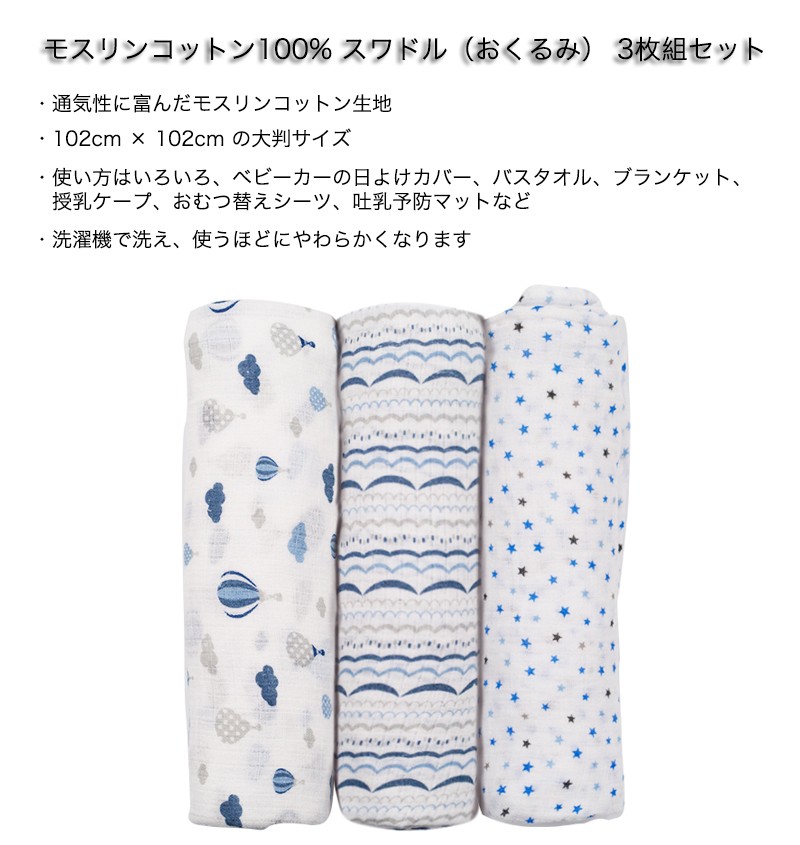 楽天市場 Manhattan おくるみ モスリンコットン製 スワドル 3枚入り ダブルガーゼ 出産祝い 赤ちゃん ベビー ブランケット タオル 新生児 Kids 綿100 毛布 102cmｘ102cm Zacca1 5 楽天市場店