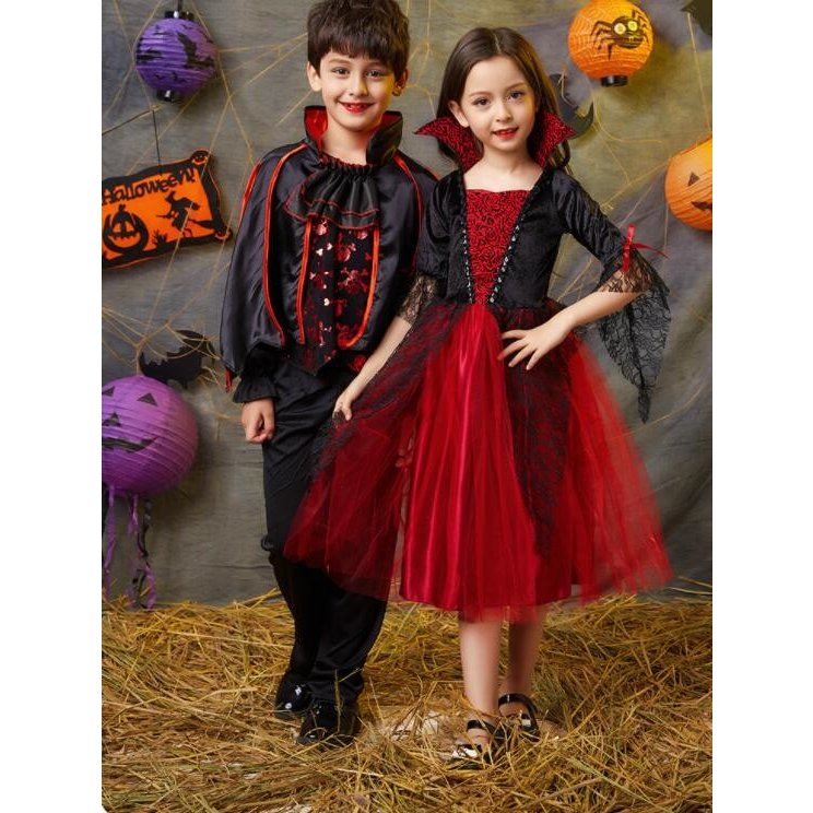 ハロウィン 衣装 子供 コスプレ コスチューム 衣装 女の子 男の子 仮装 ハロウィン ドレス 魔女 バンパイア 110 120 130 140 150 160cm画像