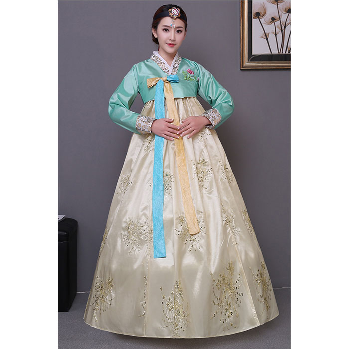 楽天市場 韓国民族衣装 チマチョゴリ 韓服 刺繍 スパンコール 華やか イエロー ブルー ピンク S M L Ll 2l ウエディングドレス 二次会ドレス 学園際 文化際 イベント服 コスプレ 仮装 舞台 ステージ 衣装 Zacca Clover