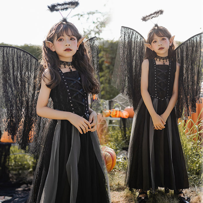 楽天市場】ハロウィン コスプレ 子供 黒 エンジェル 悪魔 仮装 衣装