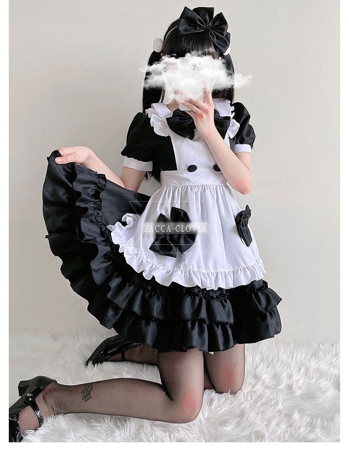 メイド服 コスプレ ハロウィン 黒 ブラック ロリータ 仮装 メイド 大人