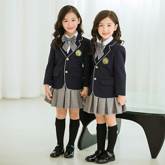 キッズ スーツ 女の子 5点セット ジャケット スカート シャツ 蝶ネクタイ チェック柄 フォーマル スーツ 入学式 卒業式 卒園式 入園式 子供服 制服 受験 面接 キッズ フォーマル 小学生 女子高生 男子 男児100cm 110 120 130 140 150 160 170 180cmピアノ 発表会 ネイビー