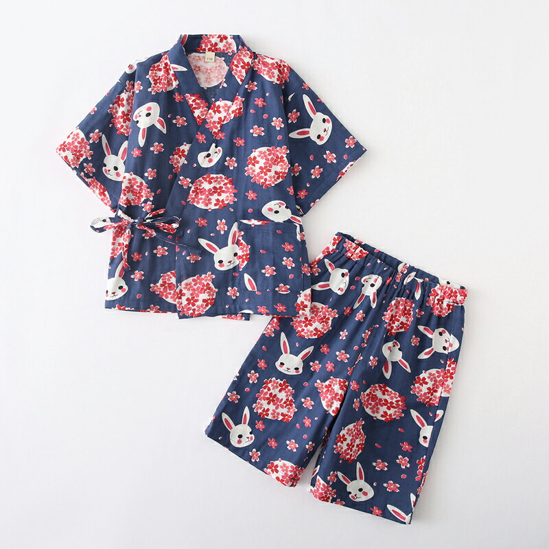 甚平 子供 おしゃれ 綿100 140 1 可愛い ピンク 130 子ども 花柄 女の子 キッズ ネイビー110 150 桜 ジュニア 兎