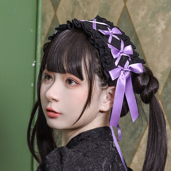 ♡ 3点 Princess rose フリルリボンヘッドドレス ♡ ♡ Princess rose フリルレースリボンヘッドドレス pink