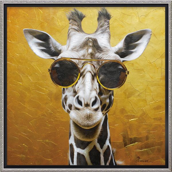 油彩画　キリン 楽天市場】「ジラフシック」きりん・キリン・油絵・ハンドメイド