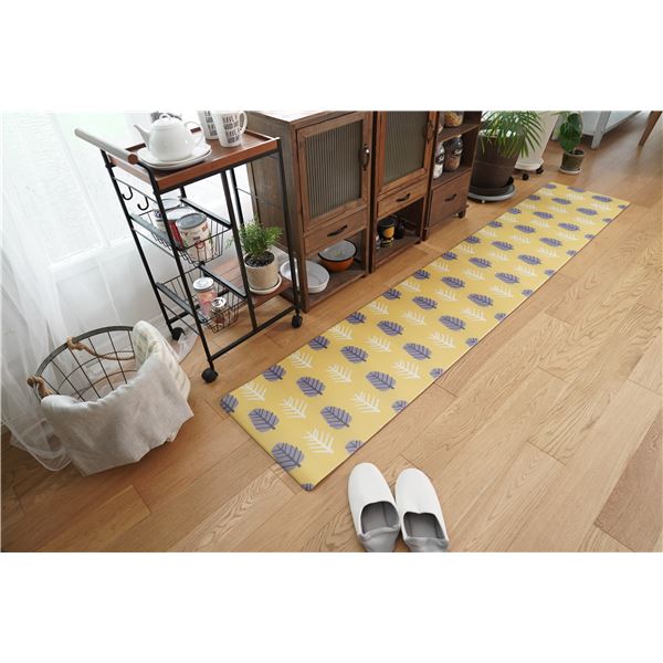 抗菌加工 PVCキッチンマット 約45×180cm HAYASHI イエロー DM-071 21 無料配達