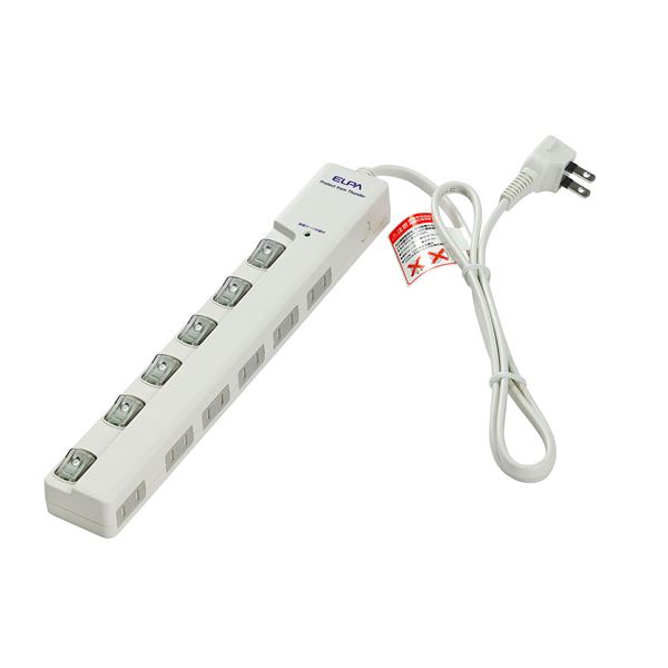 まとめ） ELPA LEDランプスイッチ付タップ 横挿し 6個口 [21] 1m WLS