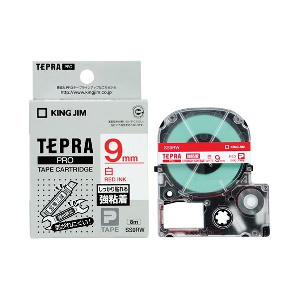 【特別送料無料！】 まとめ キングジム テプラPR テープ強粘着 白 赤文字 SS9RW &times;30セット21雑貨のお店　ザッカル スキンシール