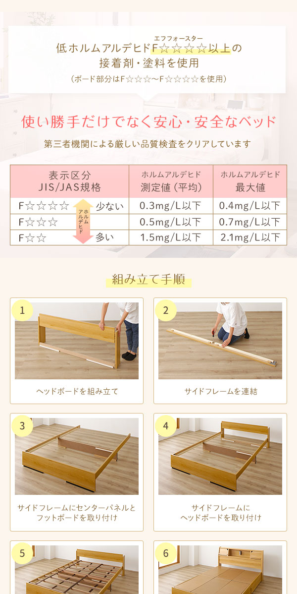 日本製照明付き宮付き収納付きベッドシングル(ベッドフレームのみ)ホワイト『Lafran』ラフラン