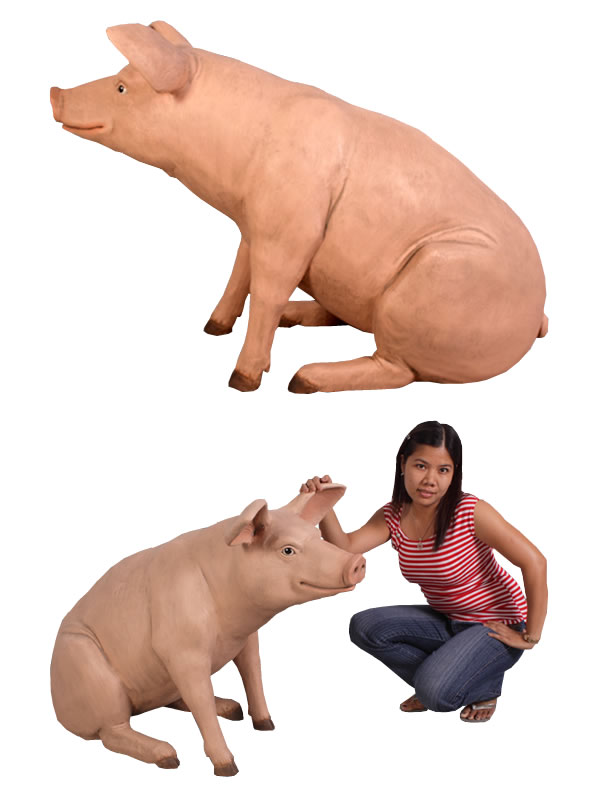 ゆ手豚さんBR / Large PigFRP 耐水 向こう見ず 揺るぎない 室外用ペンキ塗り ガーデンファニチャー 飾りつけ 室内装飾 オブジェ 貨物輸送無料