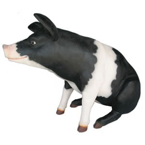 ゆ手豚さんP\u0026B / Large Pig Pink\u0026BlkFRP 耐水 向こう見ず 揺るぎない 室外用ペンキ塗り ガーデンファニチャー 飾りつけ 室内装飾 オブジェ 貨物輸送無料