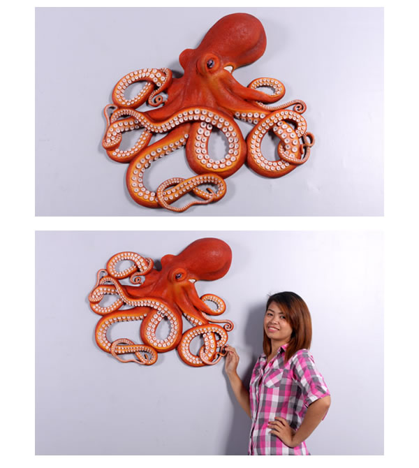 飾りつけ用・途轍も無いなタコ / Octopus Wall DecorFRP 耐水 向こう見ず 揺るぎない 室外用ペンキ塗り ガーデンファニチャー 飾りつけ 室内装飾 オブジェ 貨物輸送無料