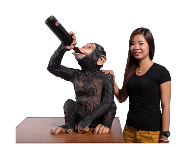 酔っ払いチンパンジーのワインホルダー / Boozy Chimp Bottle HolderFRP 耐水 軽い 強い 屋外用塗装 ガーデンファニチャー 置物 インテリア オブジェ 送料無料|ディアサーナ雑貨インテリアライフ