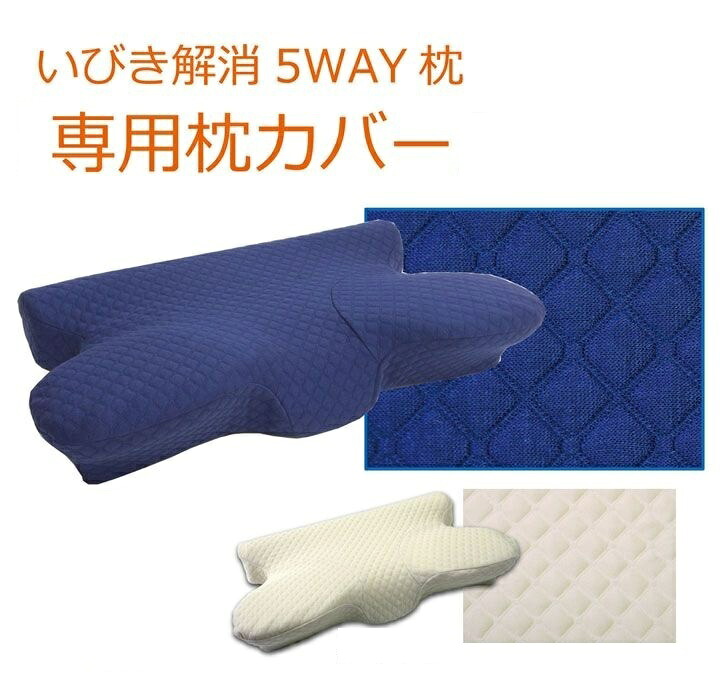 ピロー 洗える 低反発 いびき解消 『5WAY枕　専用カバー』 アイボリー 約64×35×3～8cm