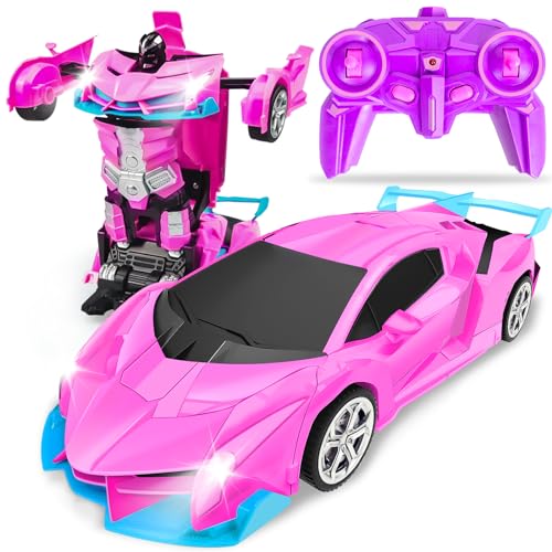 Hymaz ラジコンカー ロボットおもちゃ 変形 スタントカー ロボットに変身できる リモコン RCカー モデルカー 多機能 LED搭載 360度回転 こども向け 子供おもちゃ 誕生日 クリスマス プレゼント