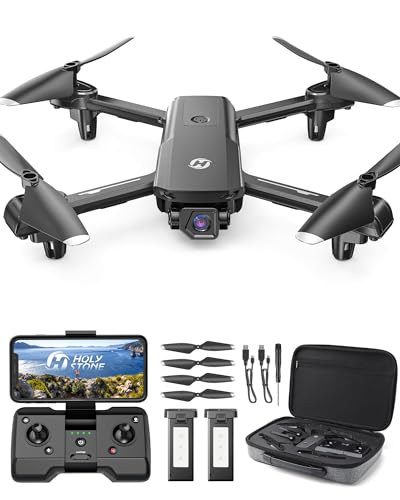 Holy Stone ドローン カメラ付き 100g未満 GPS搭載 申請不要 屋外 小型 1080Pカメラ 収納ケース付き バッテリー2個 28分飛行時間 自動帰還 フォローミーモード ウェイポイントモード 誕生日ギフト H