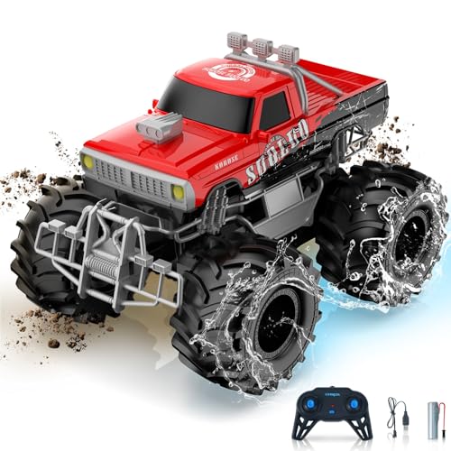 Carox ラジコン 水陸両用 ラジコンカー オフロード こども向け RCカー 車おもちゃ 360度回転 操作時間50分 バッテリ付き 2.4GHz無線 男の子 子供 小学生 中学生 誕生日 プレゼント クリスマス こ