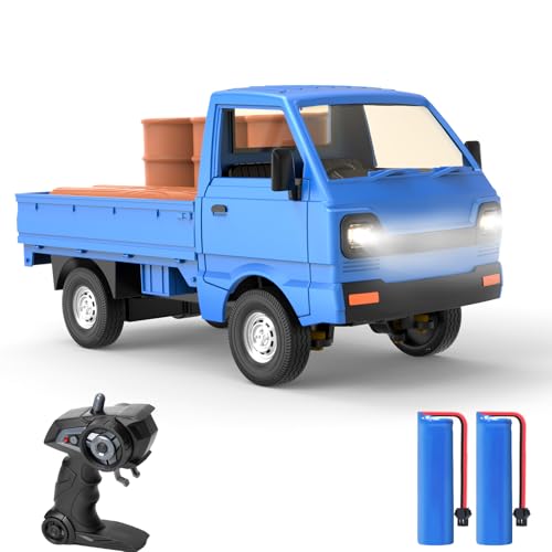DEERC ラジコン トラック ラジコンカー 軽トラ モデル RCカー ミニラジコン 車おもちゃ 1/16スケール 操作時間60分 LEDライト付き 効果音 ドリフト機能 DIYカスタマイズ可能 2.4GHz デモモード 入園