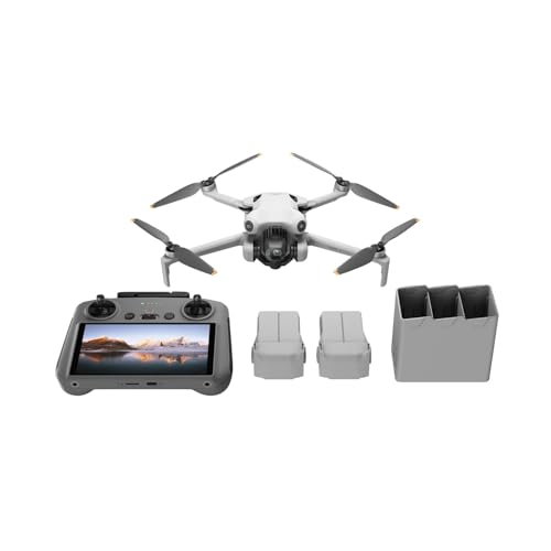 DJI ドローン Mini 4 Pro Fly MoreコンボPlus ミニドローン カメラ付き 小型 飛行時間45分 インテリジェント フライトバッテリー Plus2個付き DJI RC 2（スクリーン一体型送信機） 4K HDR動画撮影 賠償責