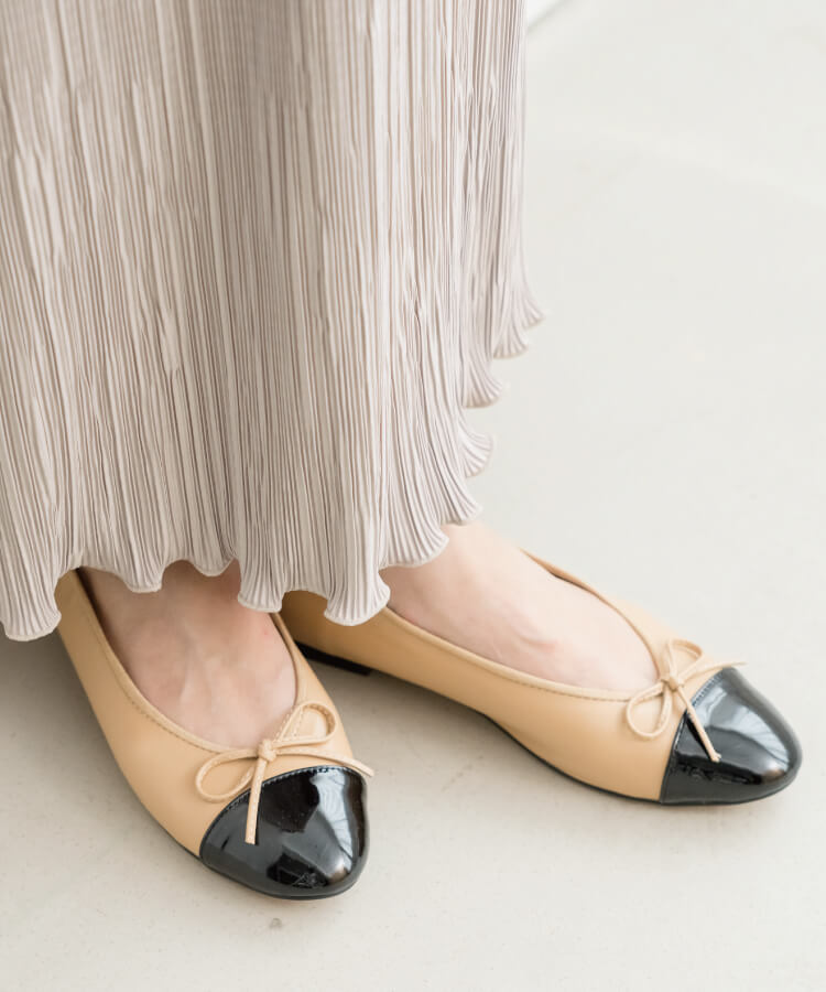 フォーマル・ママコーデ】パンプス バイカラー フラット バレエ