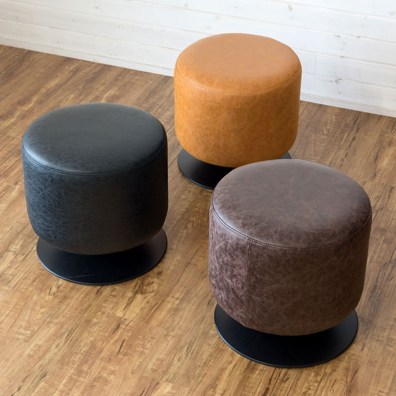 Maduレザースツール （Lサイズ　ブラウン） レザースツール L ブラウン W37×D37×H59cm（家具）｜Madu