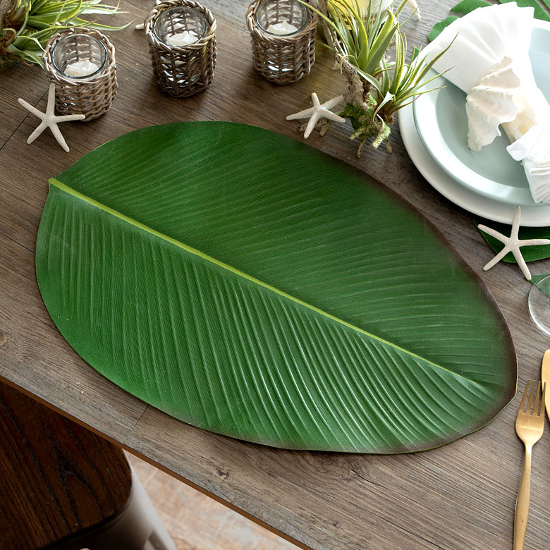 楽天市場 ランチョンマット バナナリーフ型 Eva樹脂 グリーン プレイスマット マット ランチマット ランチョン 葉っぱ リーフマット リーフモチーフ ボタニカル 撥水 シリコン おしゃれ テーブルウェア 西海岸 リゾート ビーチ サーフ ハワイ雑貨 生活雑貨