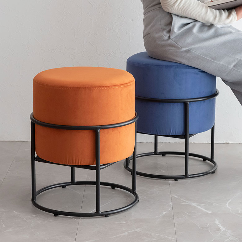 【楽天市場】スツール 椅子 イス ベルベット 調 ブルー オレンジ 約 W 37cm D 37cm H 44cm サイドテーブル テーブル
