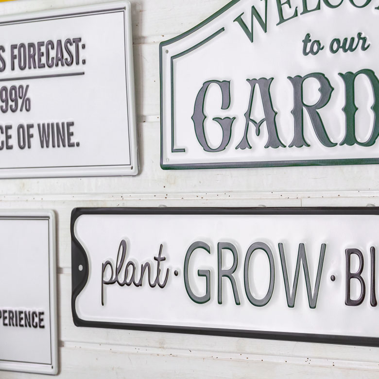 経典 ブリキ看板 レトロ ヴィンテージ風 アンティーク調 Plant Grow Bloom 約 W 59cm D 14cm デザイン ガーデニング ウォール アート デコレーション Tin Plate ティン プレート 店舗 オブジェ 装飾 看板 壁掛け おしゃれ インテリア 雑貨 西海岸風 男前