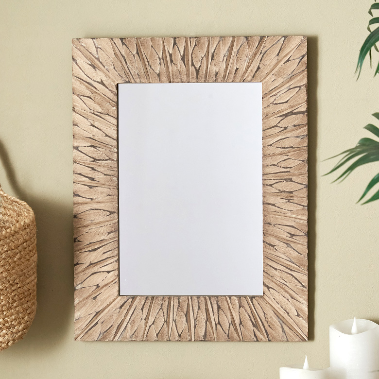 楽天市場】木彫りフレーム ミラー レリーフ W40xH60cm 鏡 壁掛け