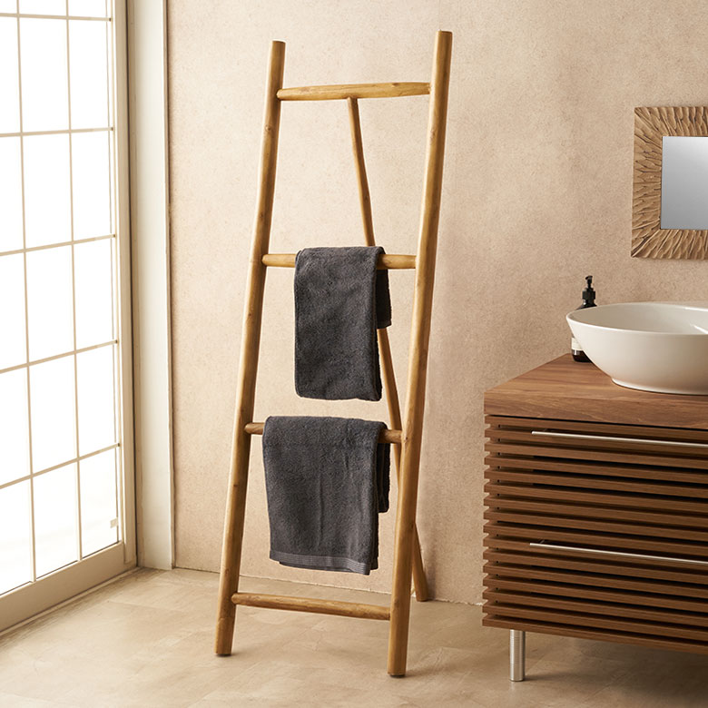 楽天市場】タオルハンガー 150 オールドチーク無垢材 はしご収納