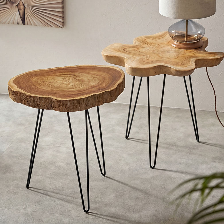 楽天市場】サイドテーブル 切り株 天然木 木製 ウッド 無垢 チーク 木