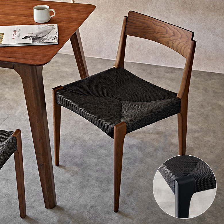 【最大500円クーポン】 チェア ダイニングチェア 天然木 木製 ウッド ペーパーコード 約 W 46cm D 56cm H 76cm SH 45cm ブラック ブラウン ダイニングチェア 椅子 いす イス ダイニング スタイリッシュ モダン ホテルライク おしゃれ 北欧 リゾート 家具 インテリア[91617]｜生活雑貨のネットショップELEMENTS