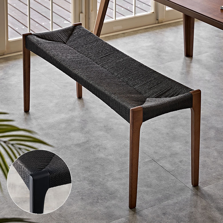 ベンチ チェア 天然木 木製 ウッド ペーパーコード 約 W 105cm D 36cm H 46cm SH 45cm 幅105cm ブラック ブラウン ダイニングチェア 椅子 いす イス ダイニング スタイリッシュ モダン ホテルライク おしゃれ 北欧 リゾート 家具 インテリア 西海岸 [91618] 18,789円