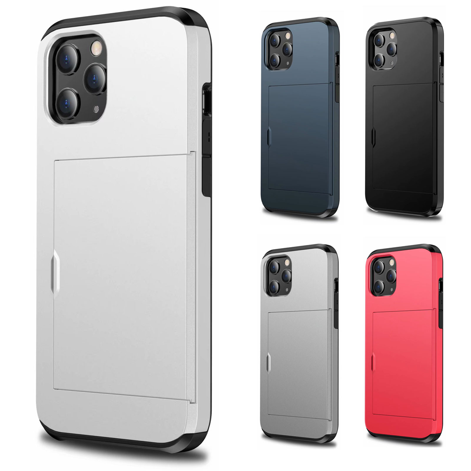 楽天市場 Iphone12 Iphone12mini Iphone12pro Iphone12promax ケース カバー 背面ケース カード収納 カードホルダー ハイブリッド 二重構造 耐衝撃 異素材組み合わせ バイカラー ホワイト ネイビー ブラック グレー レッド Zakka Town