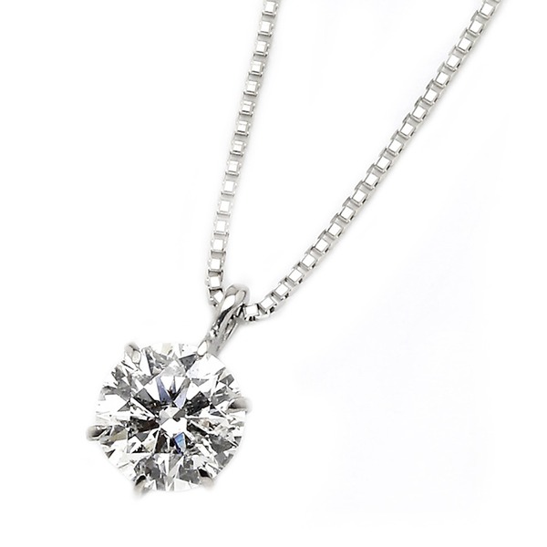 ダイヤモンド ネックレス 一粒 0.5ct プラチナ Pt900 6本爪 Hカラー SI2 Good 0.5カラット ダイヤネックレス ペンダント 中央宝石研究所 CGL 鑑定書付き(メーカー直送)