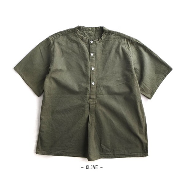 ブルガリア軍 スリーピングシャツ 2 (L) オリーブ 貝ボタン 半袖 レプリカ 綿 プルオーバー ミリタリーウェア 軍モノ(メーカー直送)