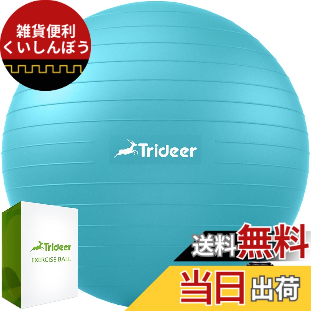 【送料無料】Trideer ボールチェア ヨガボールチェア エクササイズボールチェア ベース付き ホームオフィスデスク用 安定ボール&バランスボールシート 腰痛緩和 ホームジム ワークアウトボール 腹筋用 妊娠ボール ポンプ付き 色：ターキス、サイズ：M (48-55cm)
