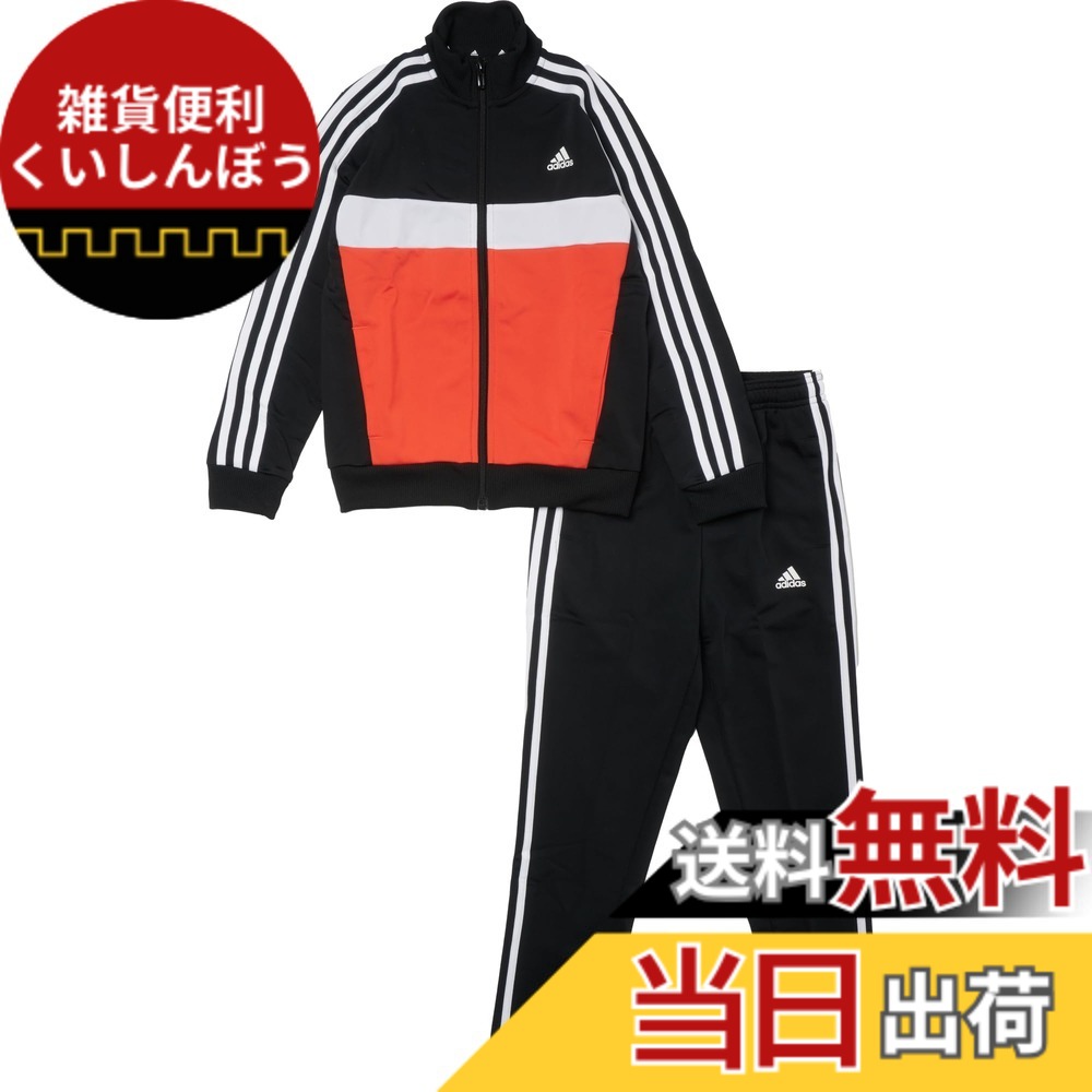 【送料無料】[adidas] ジャージ上下セット キッズ トラックスーツ ボーイズ 色：Top:ブラック/ブライトレッド/ホワイト Bottom:ブラック/ホワイト(IY1795)、サイズ：130｜雑貨便利くいしんぼう