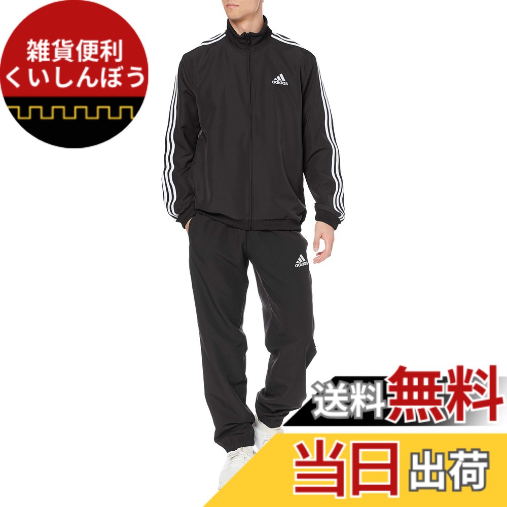 【送料無料】[adidas] ジャージ上下セット 3ストライプス ウーブン トラックスーツ メンズ 色：Top:ブラック/ホワイト Bottom:ブラック/ホワイト(GK9950)、サイズ：S