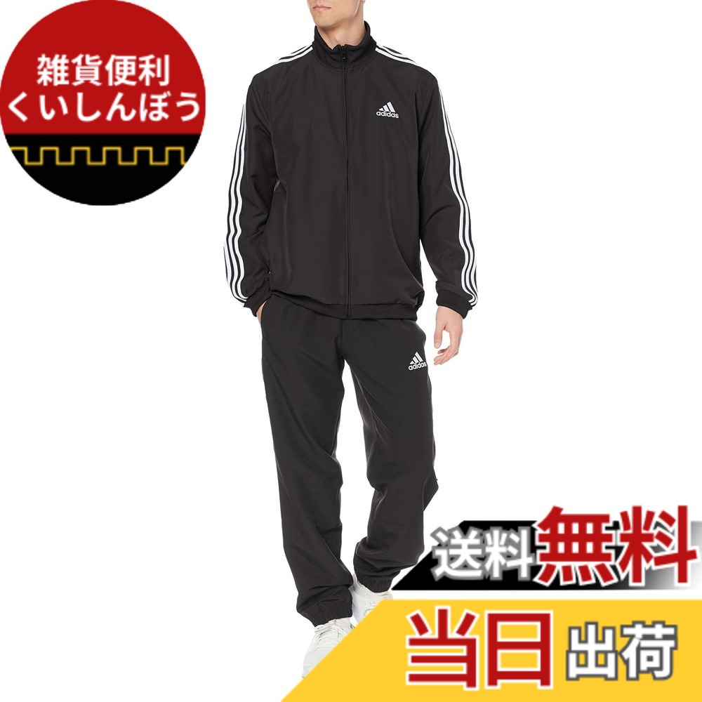 【送料無料】[adidas] ジャージ上下セット 3ストライプス ウーブン トラックスーツ メンズ 色：Top:ブラック/ホワイト Bottom:ブラック/ホワイト(GK9950)、サイズ：L