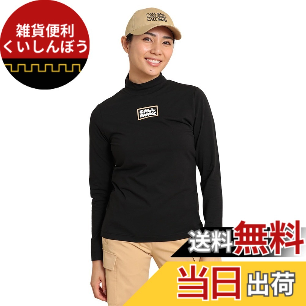 【貨物輸送無料】Callaway(キャロウェイ) レディース 長袖 モックネックシャツ(ブランド名ロゴタイプ・伸ばすこと性) / ゴルフ 下着類 / C24133200レディース 色：1010_黒いこと、大きさ：S