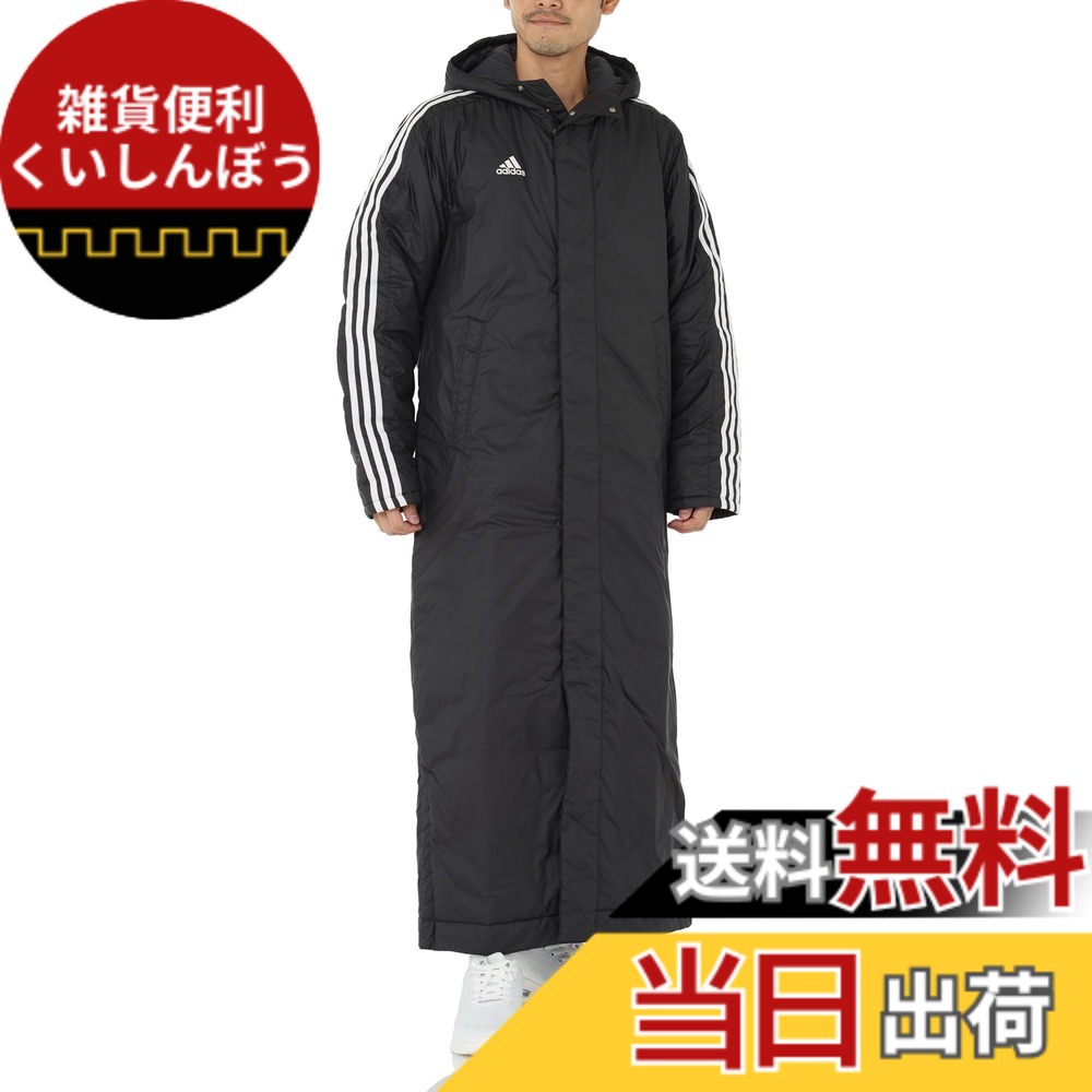 【貨物輸送無料】adidas(アディダス) 厚地の外套百貨店ロング パデッドコートメンズ 色：黒いこと/白いこと(JP4652)、大きさ：L