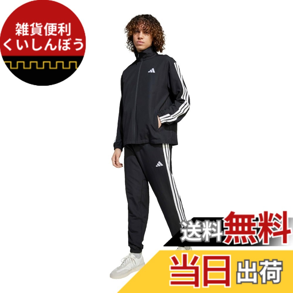 【送料無料】[adidas] ジャージ上下セット 3ストライプス ウーブン トラックスーツ メンズ 色：ブラック (JI8849)、サイズ：2XL