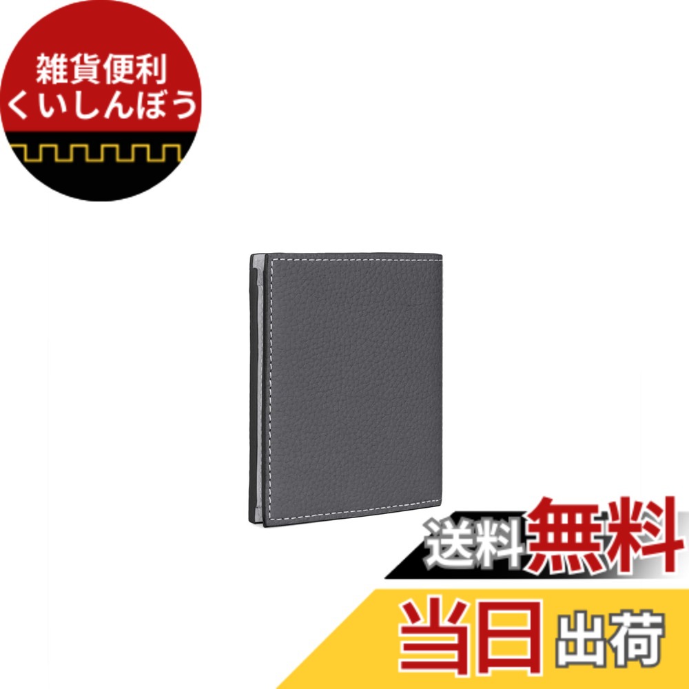 【貨物輸送無料】[BONAVENTURA] 【ボナベンチュラ】バイフォールド ウォレット シュリンクレザー 色：暗灰色 x トゥルーグレー
