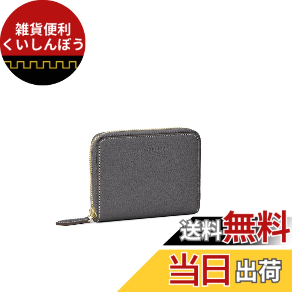 【貨物輸送無料】【BONAVENTURA】並み並み ファンクショナル ジップウォレット シュリンクレザー 色：濃灰色 x トゥルーグレー、大きさ：歌留多細長い切口