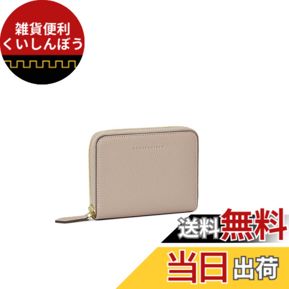 【貨物輸送無料】【BONAVENTURA】並み並み ファンクショナル ジップウォレット シュリンクレザー 色：グレージュ x ベイビーピンク、大きさ：歌留多細長い切口