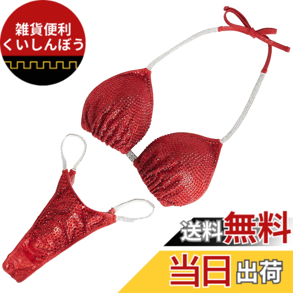 【送料無料】[FABULOUS TIME] Muscle Queens マッスルクイーンズ ボディメイク 大会用 クリスタル ビキニ 韓国発 専用ビキニ ブランド 正規代理店 色：[1]The red、サイズ：S-M
